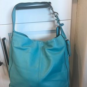 Coach turquoise pebbled leather handbag purse